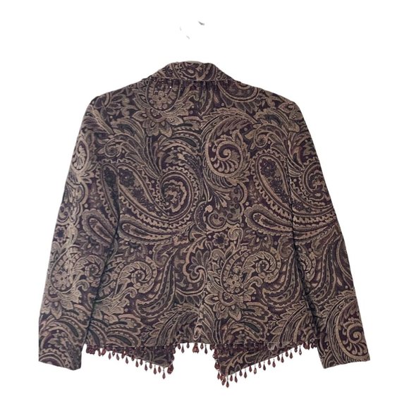 Upholstery Women’s Jacket Size S/M Statement Classy Brown With Beads - Picture 5 of 11